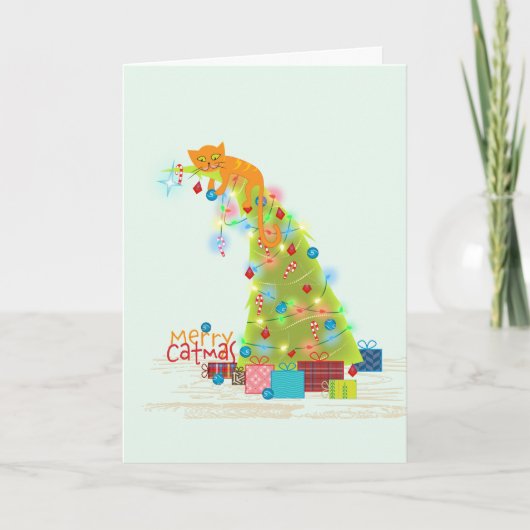 Catmus Tree Christmas Card Dankeskarte (Vorderseite)