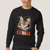 Catnada Cat Wearing Maple Leaf Flag Canada Day Ani Sweatshirt (Vorderseite)