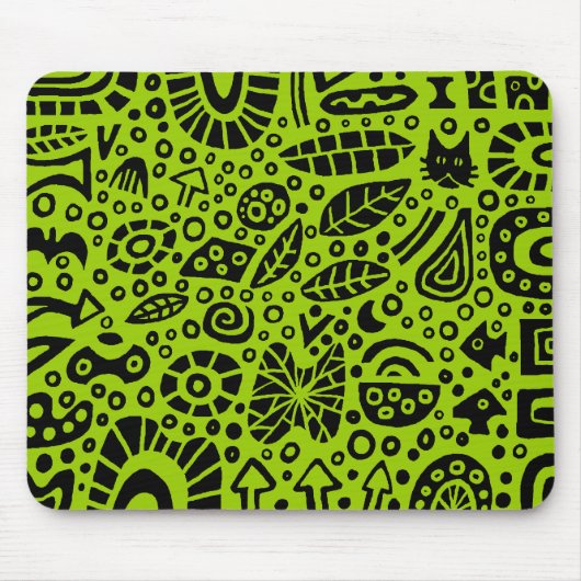Catnip Dreams - Black on Green 99CC00 Mousepad (Vorne)