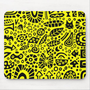 Catnip Dreams - Schwarz auf Gelb Mousepad