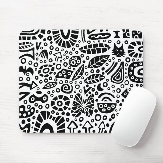 Catnip Dreams - Schwarz auf Weiß Mousepad (Mit Mouse)