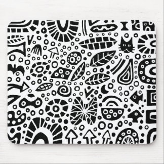 Catnip Dreams - Schwarz auf Weiß Mousepad