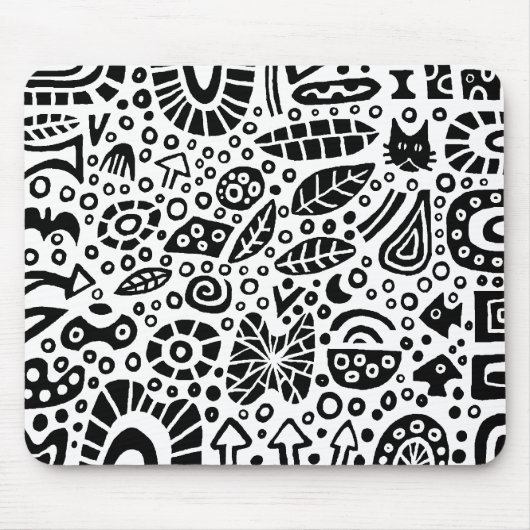 Catnip Dreams - Schwarz auf Weiß Mousepad (Vorne)