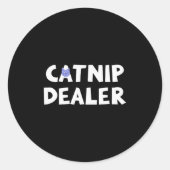 Catnip Er Funny Cat Runder Aufkleber (Vorderseite)
