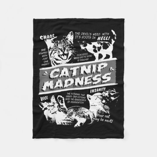 Catnip Madness Cute Kitten Funny Cat Pet Humor Fleecedecke (Vorderseite)