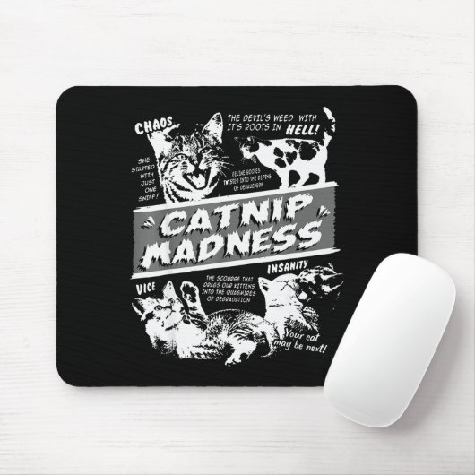Catnip Madness Cute Kitten Funny Cat Pet Humor Mousepad (Mit Mouse)