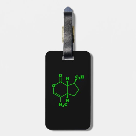 Catnip Nepetalacton Molekulare chemische Formel Gepäckanhänger (Rückseite vertikal)