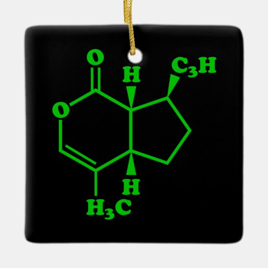 Catnip Nepetalacton Molekulare chemische Formel Keramikornament (Vorderseite)