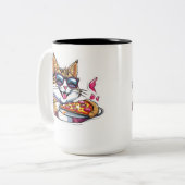 Catnip & Pizza Zweifarbige Tasse (Vorderseite Links)