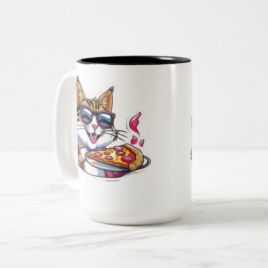Catnip & Pizza Zweifarbige Tasse (Vorderseite Links)