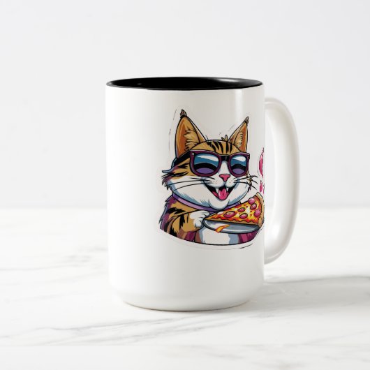 Catnip & Pizza Zweifarbige Tasse (VorderseiteRechts)