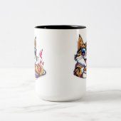 Catnip & Pizza Zweifarbige Tasse (Mittel)