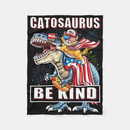 Catosaurus Funny Cat Dinosaur Meowica Fleecedecke (Vorderseite)