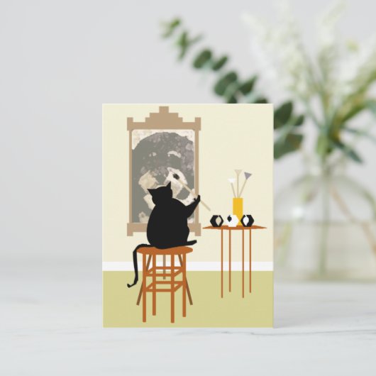 CatPaintingDog Postkarte (Stehend Vorderseite)