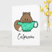 Catpuccino Cartoonkatze und motivierend Zitatkarte Karte (Gelbe Blume)