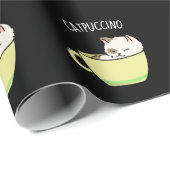 Catpuccino Funny Kitty Cat In Cup Pub Dark BG Geschenkpapier (Rolleneckpunkt)