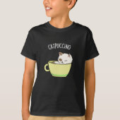 Catpuccino Funny Kitty Cat In Cup Pub Dark BG T-Shirt (Vorderseite)