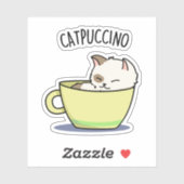Catpuccino Funny Kitty Cat In Cup Puff Aufkleber (Blatt)