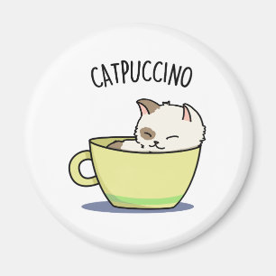 Catpuccino Funny Kitty Cat In Cup Puff Magnet