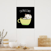 Catpuccino Funny Kitty Cat In Cup Puff Poster (Küche)