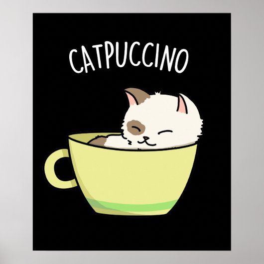 Catpuccino Funny Kitty Cat In Cup Puff Poster (Vorne)