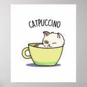 Catpuccino Funny Kitty Cat In Cup Puff Poster (Vorne)
