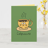 Catpuccino Kaffee Cappuccino Cat Grußkarte Karte (Gelbe Blume)