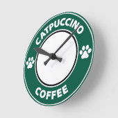 Catpuccino Kaffee Runde Wanduhr (Winkel)