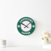 Catpuccino Kaffee Runde Wanduhr (Zuhause)