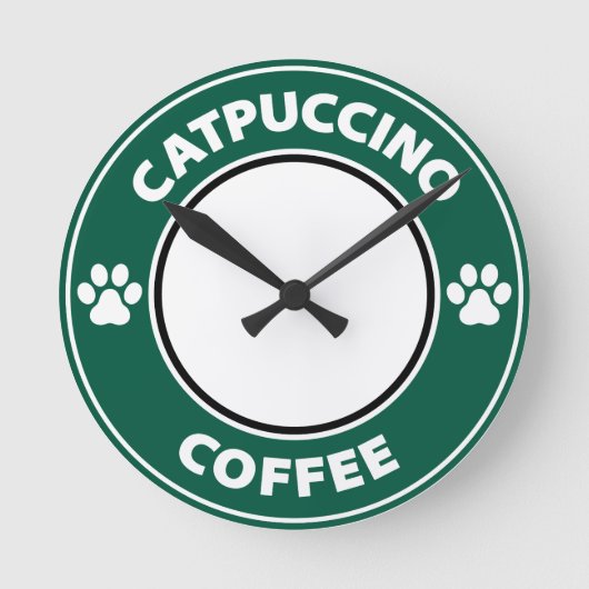 Catpuccino Kaffee Runde Wanduhr (Vorderseite)