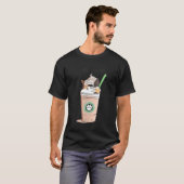 Catpuccino-Kaffee Süßes Erdbeermuster T-Shirt (Vorne ganz)