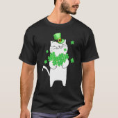 Catricks Day Cat Kleeblatt St Patricks Day Lucky T-Shirt (Vorderseite)