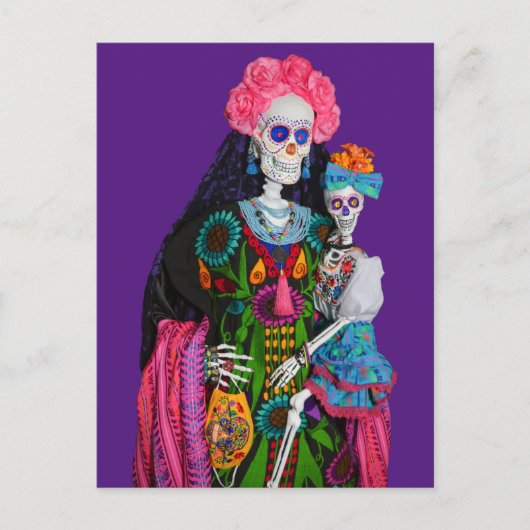 Catrina and Child Day of the Dead Sugar Skull Postkarte (Vorderseite)