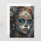 Catrina Azul RSVP Karte (Vorne/Hinten)