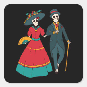 Catrina Couple Quadratischer Aufkleber