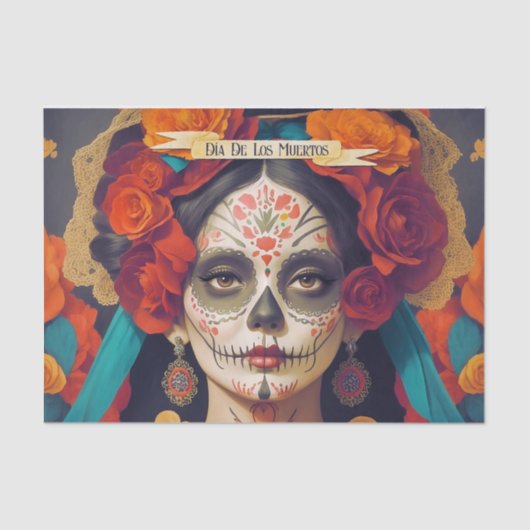 Catrina Day of the Dead 1 Decoupage with text Seidenpapier (Vorderseite)