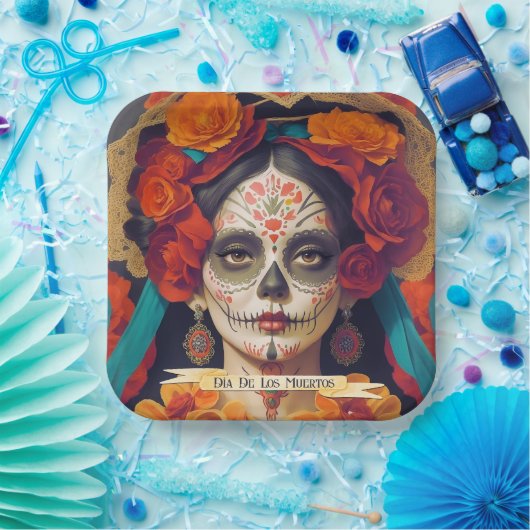 Catrina Day of the Dead 1 mit Text Paper Teller (Party)