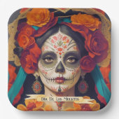 Catrina Day of the Dead 1 mit Text Paper Teller (Vorderseite)