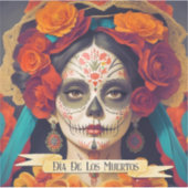 Catrina Day of the Dead 1 with text Aufkleber (Vorderseite)