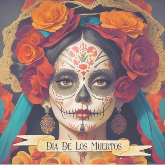 Catrina Day of the Dead 1 with text Aufkleber (Vorderseite)
