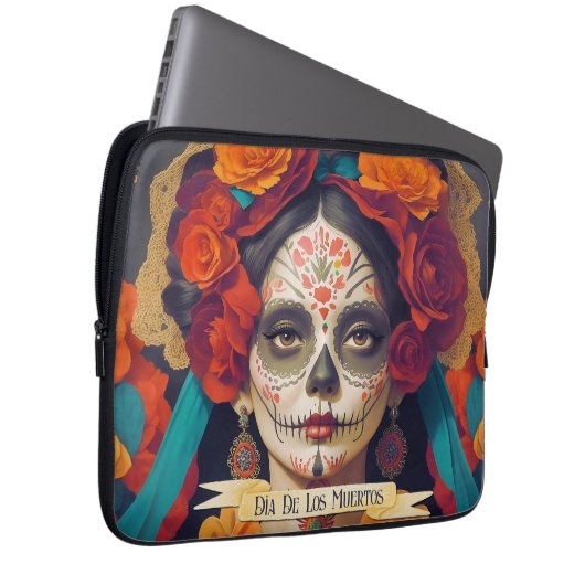 Catrina Day of the Dead 1 with text Laptopschutzhülle (Vorne Rechts)