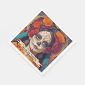 Catrina Day of the Dead 1 with text Serviette (Ecke)