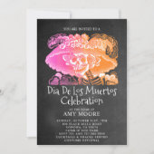 Catrina Dia De Los Muertos Chalkboard Party Einladung (Vorderseite)