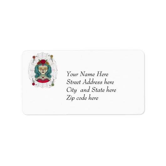 Catrina Día de Muertos Web Adressaufkleber (Vorne)