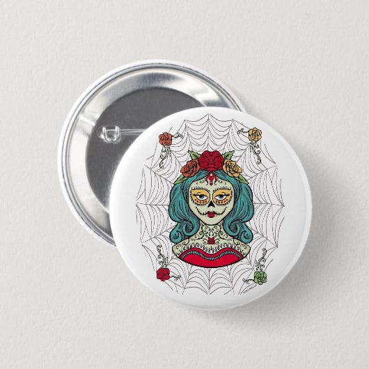 Catrina Día de Muertos Web Button (Vorne & Hinten)