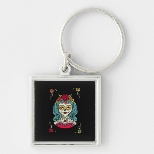 Catrina Día de Muertos Web Schlüsselanhänger (Vorne)