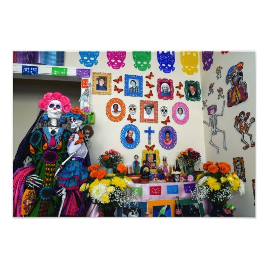Catrina Mutter und Kind Ofrenda Fotodruck (Vorne)