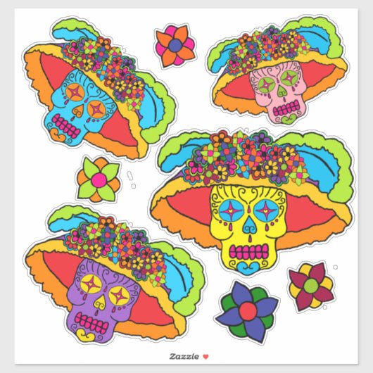 Catrina Sugar Skull Aufkleber (Blatt)
