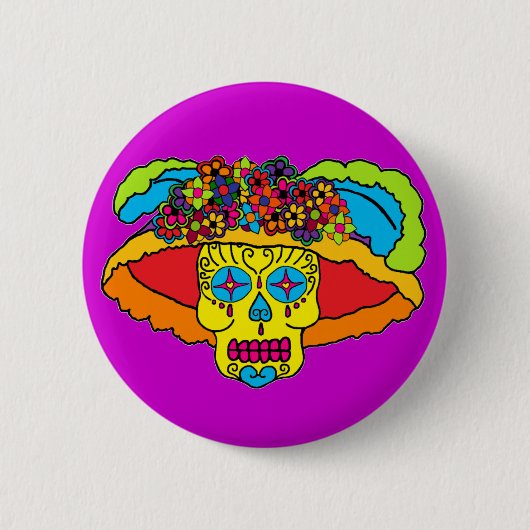 Catrina Sugar Skull Button (Vorderseite)