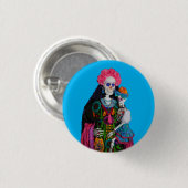 Catrina und Calavera Child Sugar Skull Leinwand Button (Vorne & Hinten)